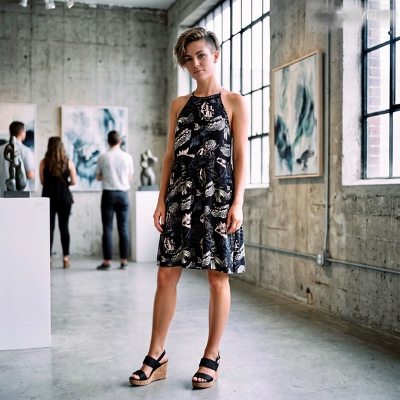 bp Dresses & Skirts - Babydoll Floral Print Halter Dress